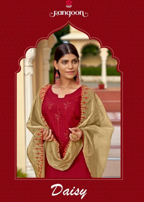 Rangoon Daisy Viscose Embroidery Designer Readymade suit